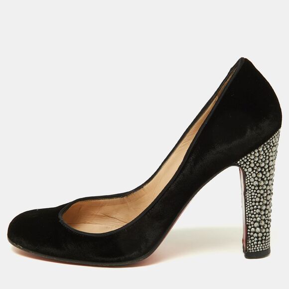 Christian Louboutin Black Velvet Crystal Embellished Heel Round Toe Pumps Size,New Products : American Fashion Style Bags On Sale